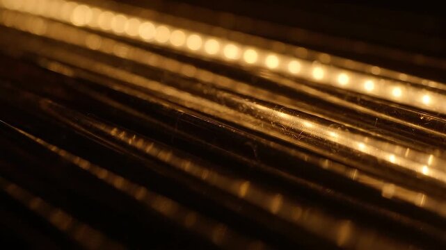 Glowing Golden LED Strip Lights Abstract Macro Background