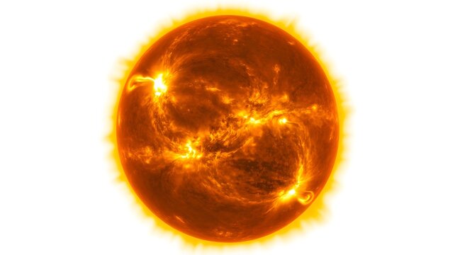 Bright glowing Sun with visible solar surface and energetic plasma activity