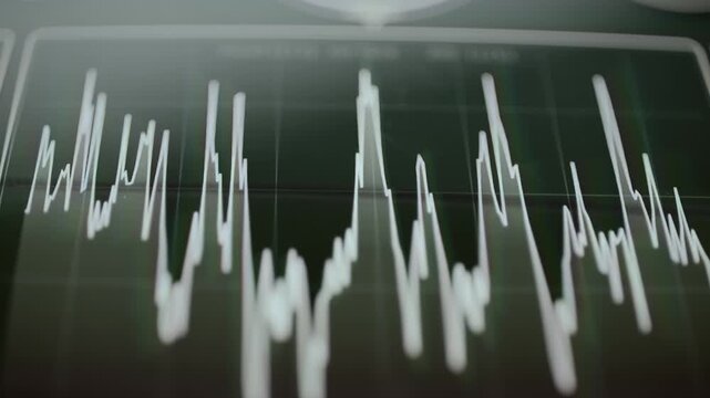 Jagged market line spans a dark analytical chart