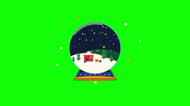 Animated Snow Globe Featuring a Cozy Winter House Scene