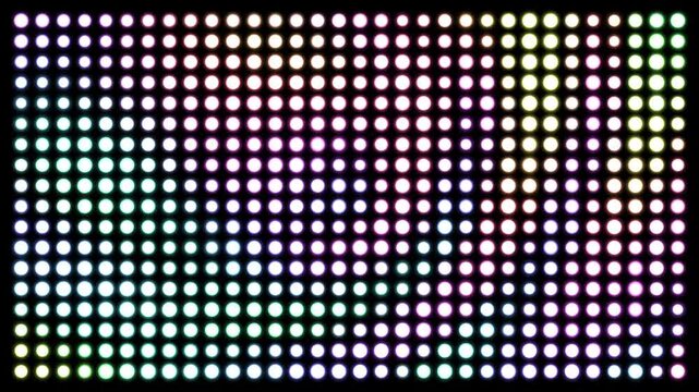 Abstract LED Light Panel Displaying Dynamic Colorful Wave Patterns in a Grid Formation for Digital Background
