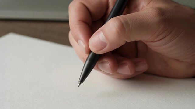 Close-up of hand holding pencil drawing on white paper with subtle focus shifts