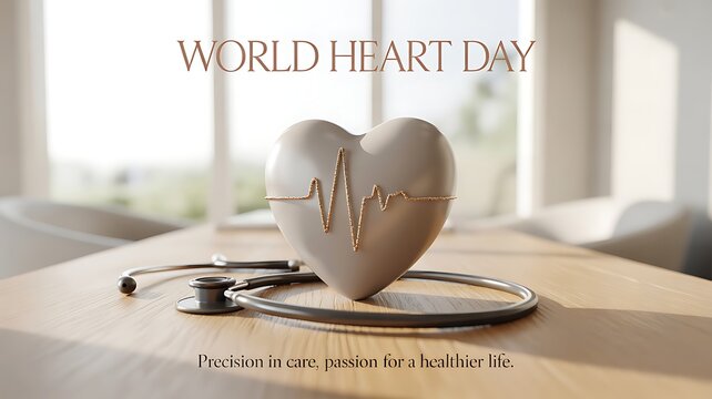 World heart day concept with stethoscope and heart symbol