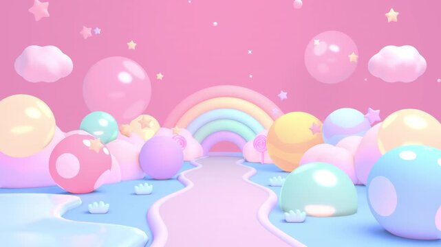 Colorful bubble land animation. (loop)