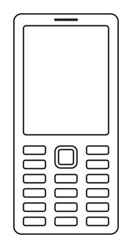 Mobile phone line art design on transparent background for icons.