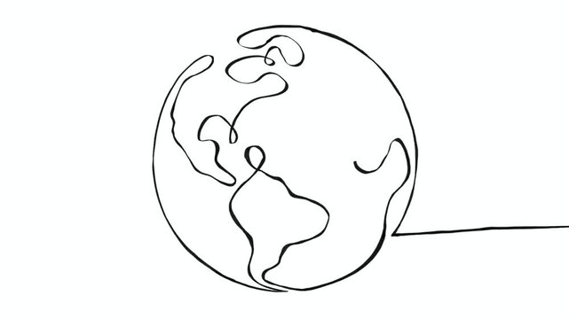 One line continuous animation drawing of planet earth globe isolated on white background concept vector illustration for global business concept.