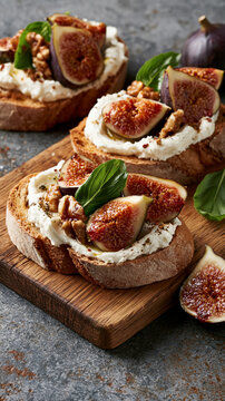 Bruschetta with figs and cream cheese