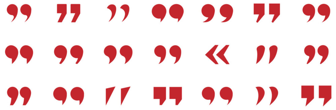 Quote Mark Speech Icons. punctuation marks for dialogue. typography speech text and communication design. Speech mark and inverted commas sign
