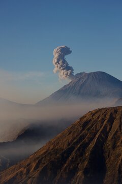 Title: Semeru Volcano Eruption with Massive Ash Plume in Bromo Tengger Semeru National Park