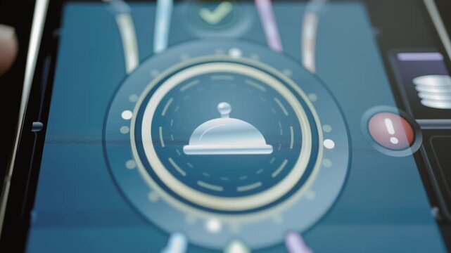 Serving cloche button opens restaurant service node