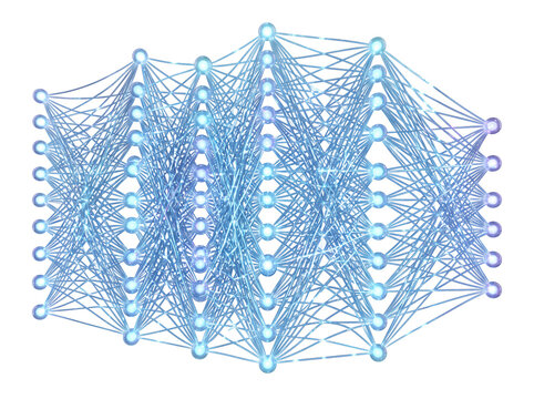 Complex neural network machine learning structure isolated Cutout PNG