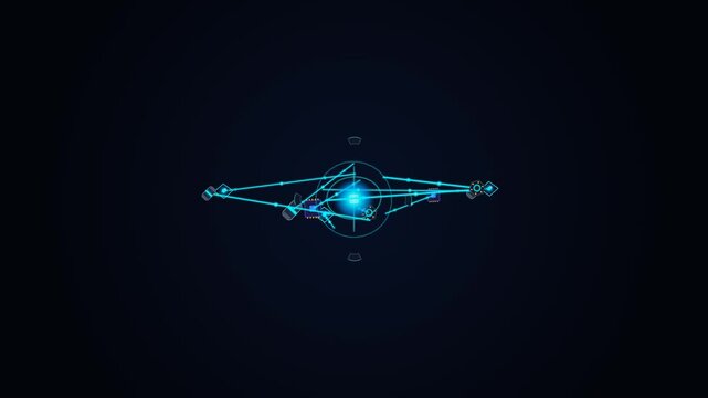 An 8-second 100% deterministic, high-definition 3D AI Neural Core motion icon built with native Canvas 2D. Features 10 tech nodes across distinct depths with directional data pulses flowing through th