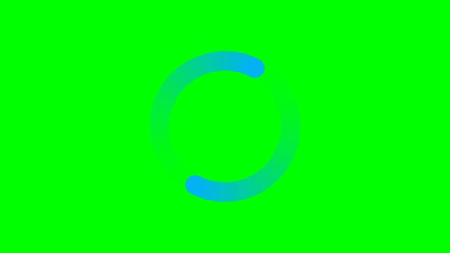 Rotating Blue Progress Loading Bar Animation on Green Screen Background