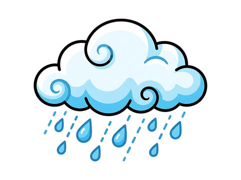 Cartoon rain cloud isolated graphic element on transparent background