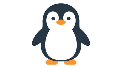 Fototapeta premium Cartoon Penguin Standing Upright with Orange Beak and Feet