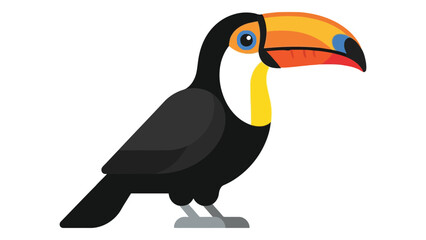 Fototapeta premium Toucan Bird Standing with Colorful Beak and Bill