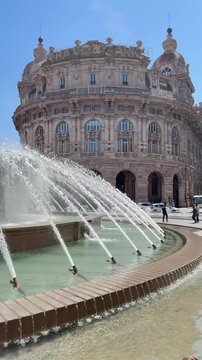 video of the fountain in Piazza De Ferrari, a symbol of the city of Genoa