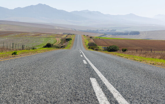 Scenic road through vineyards in South Africa