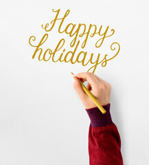 Obraz premium Happy holidays cheerful greeting word