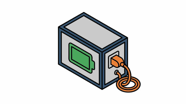 Modern Battery Power Storage Unit Charging Concept.