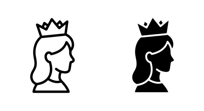 Queen icon profile silhouette represents royalty and leadership.