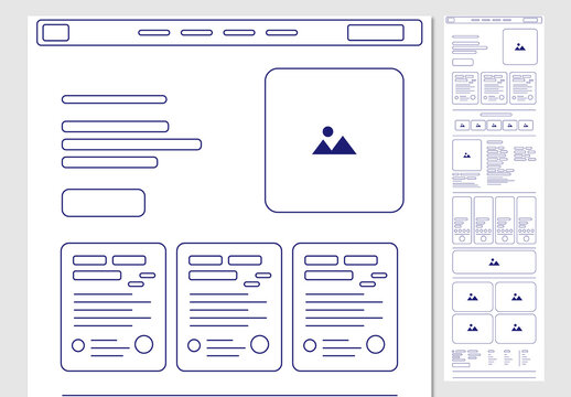 Modern Website Wireframe UI with Responsive Content Sections