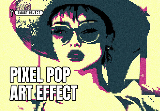 Retro Pixel Pop Art Photo Effect Template
