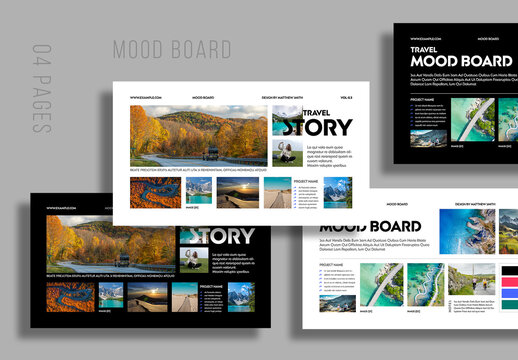 Travel Story Mood Board Template with Scenic Photography