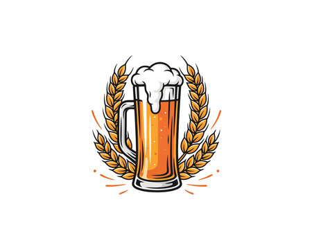 Fresh glass of beer with foam and wheat ears for celebrating Oktoberfest or enjoying pub drinks with friends.