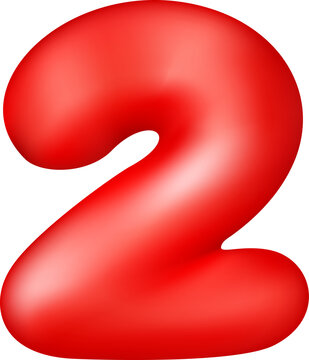 Glossy red 3D balloon number two