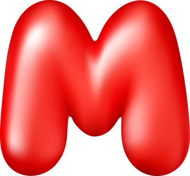 Glossy red 3D balloon letter M