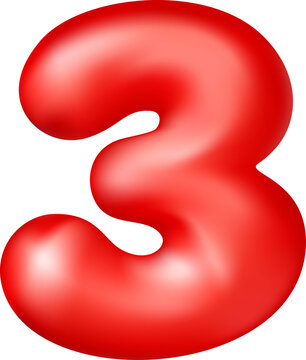 Glossy red 3D balloon number three