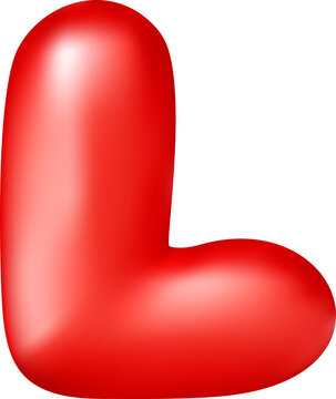 Glossy red 3D balloon lowercase letter b