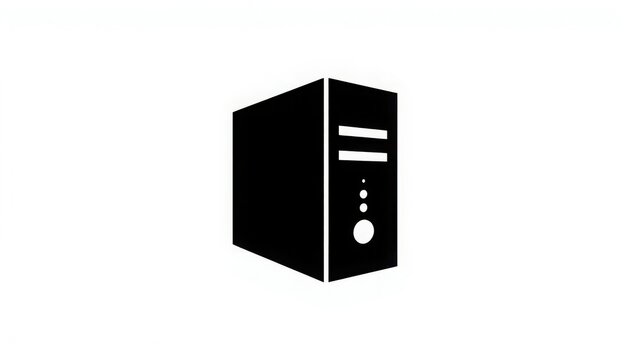 Black Computer Tower and Desktop PC Case Vector Icon