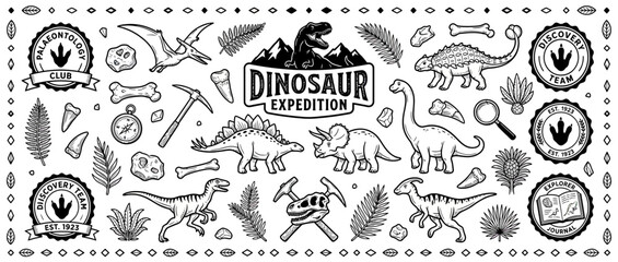 Dinosaur Expedition Illustrated Elements Collection © clara