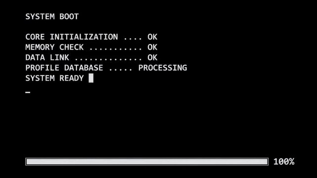 System Boot Status Video, Sci Fi HUD Terminal Start Up Screen Motion Graphic