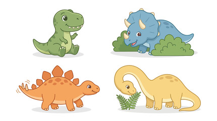 Cute cartoon dinosaurs collection isolated on transparent background © clara