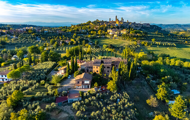 Fototapeta premium Aerial view of San Gimignano, Tuscany, Italy