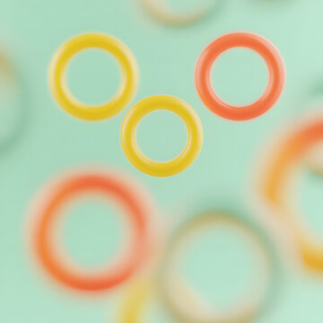 Abstract 3D floating colorful gradient torus rings background