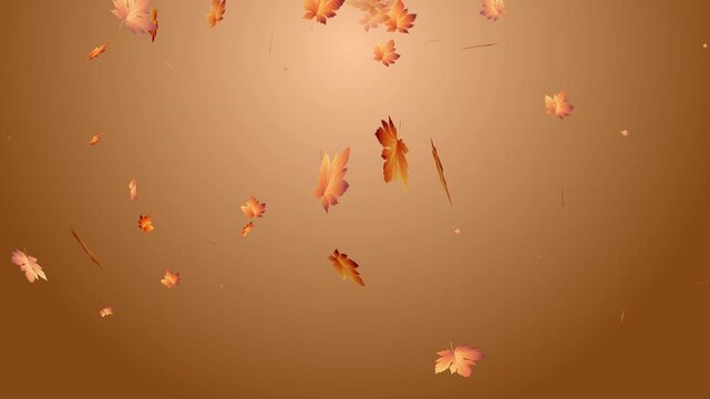 Warm Autumn Background with Falling Orange, Red, and Yellow Leaves in Motion