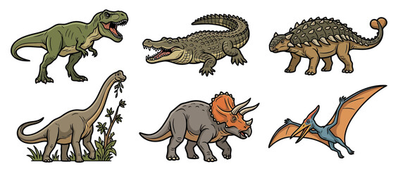 Cartoon Dinosaur Collection Isolated on Transparent Background © satria