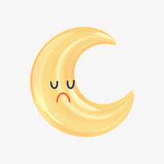 Sad crescent moon, 3D emoticon illustration © Rawpixel.com