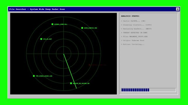 Vintage Military Radar Interface Simulation with Target Tracking and Chroma Key Green Screen.
