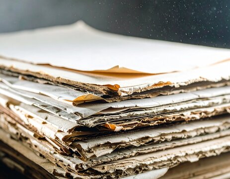 Stack of Old, Worn Paper Documents