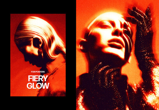 Vertical Fiery Glow Effect For Poster And Print Design