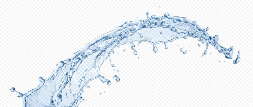 Easy-to-edit vector layers. Water splash arching across white background. Useful for mockups and editorial layouts. Five separate layers make the artwork easy to adapt to different designs.