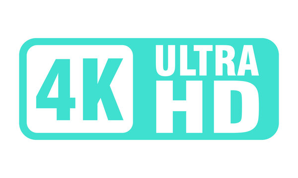 Turquoise 4K Ultra HD Symbol Icon for High Definition Video, Television, Streaming and Digital Media PNG Vector
