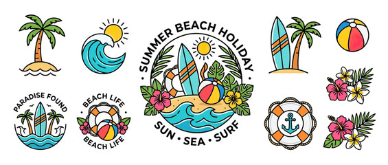 Fototapeta premium Summer Beach Holiday Vector Graphics Collection