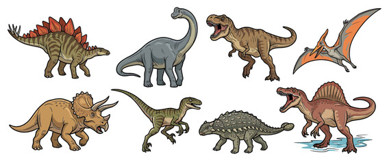 Collection of cartoon dinosaurs isolated on white background © maskulon