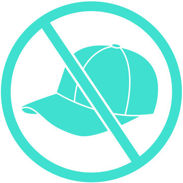 Turquoise No Hats Prohibited Warning Icon for Safety Signs, Dress Codes and Restricted Areas PNG Vector